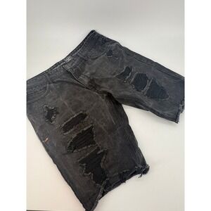 Jordan Craig Mens Legacy Edition Black Distressed Denim‎ Shorts Size 38